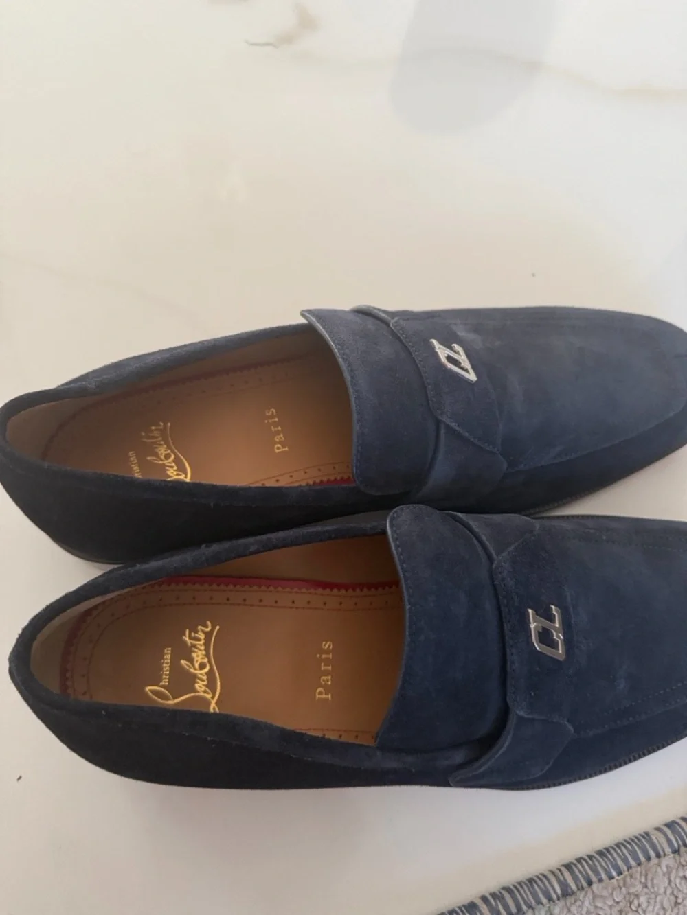 CHRISTIAN LOUBOUTIN - BLUE SUEDE "VARSIMOC" LOAFERS - Picture 6 of 6